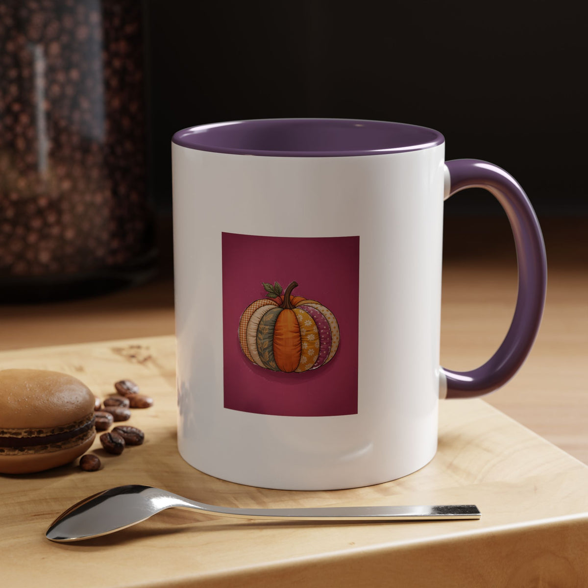Patchwork Pumpkin Mug, Halloween Coffee Cup, Cute Fall Pumpkin Ceramic Mug, Autumn Gift, Cozy Halloween Season Accent Mug