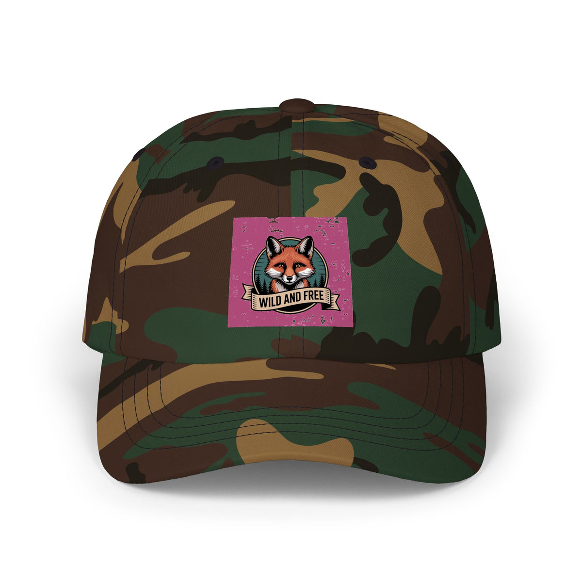 Retro Fox Dad Hat, Vintage Wildlife Badge Cap, Wild and Free Embroidered Hat, Outdoor Nature Lover Gift, Unstructured Baseball Cap
