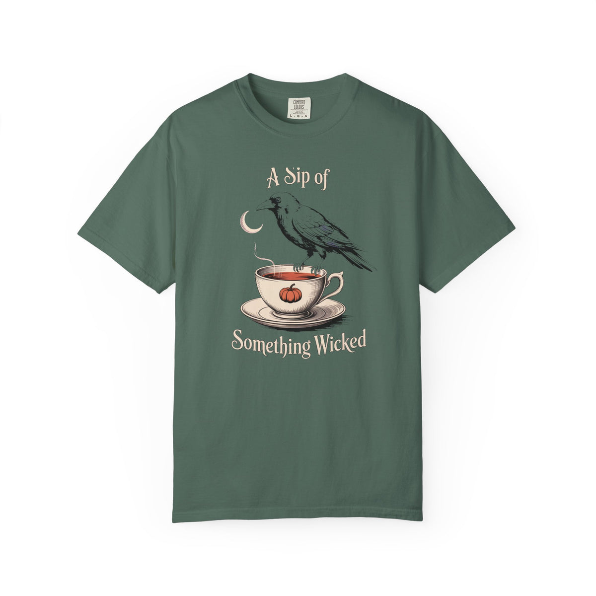 A Sip Of Something Wicked Crow Shirt, Vintage Halloween Tea Tee, Gothic Crow Pumpkin T-Shirt, Witchy Autumn Gift