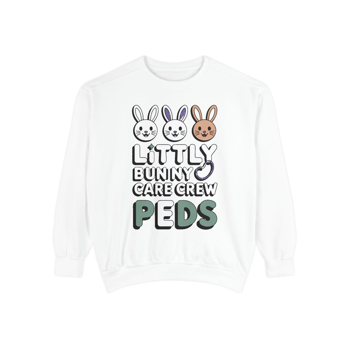 Pediatric Nurse Sweatshirt, Little Bunny Care Crew, Easter Gift For Peds Nurse, Cute Bunny Nurse Shirt, Easter Nurse Appreciation Sweatshir…