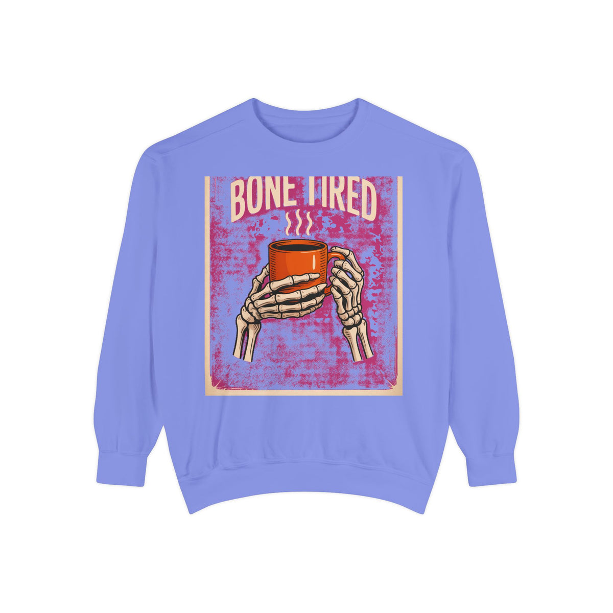 Bone Tired Coffee Skeleton Sweatshirt, Halloween Coffee Lover Crewneck, Funny Skeleton Hands Mug Shirt, Spooky Season Sweatshirt