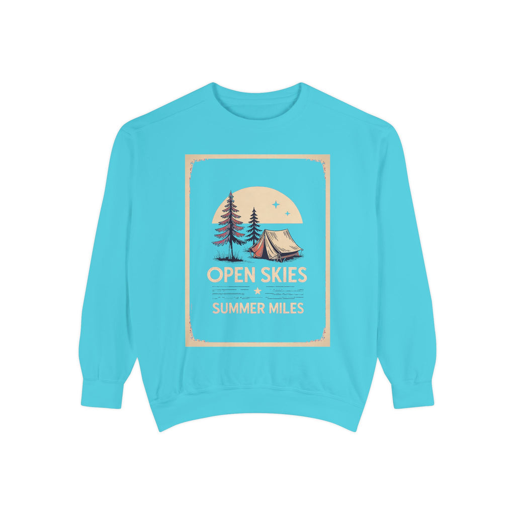 Camping Sweatshirt, Fourth of July Gift, Open Skies Summer Miles Crewneck, 4th of July Camping Tee, Patriotic Outdoor Sweatshirt, Camper Gi…