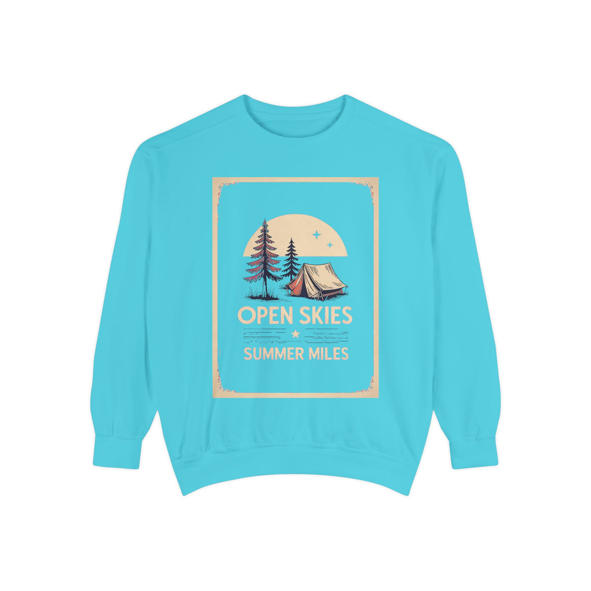 Camping Sweatshirt, Fourth of July Gift, Open Skies Summer Miles Crewneck, 4th of July Camping Tee, Patriotic Outdoor Sweatshirt, Camper Gi…