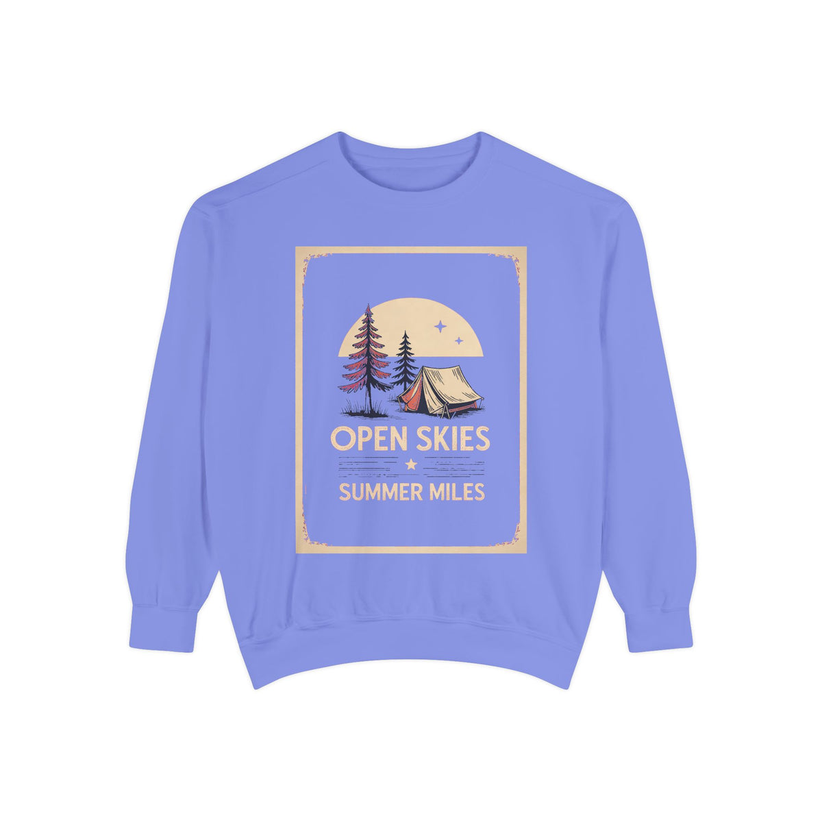 Camping Sweatshirt, Fourth of July Gift, Open Skies Summer Miles Crewneck, 4th of July Camping Tee, Patriotic Outdoor Sweatshirt, Camper Gi…