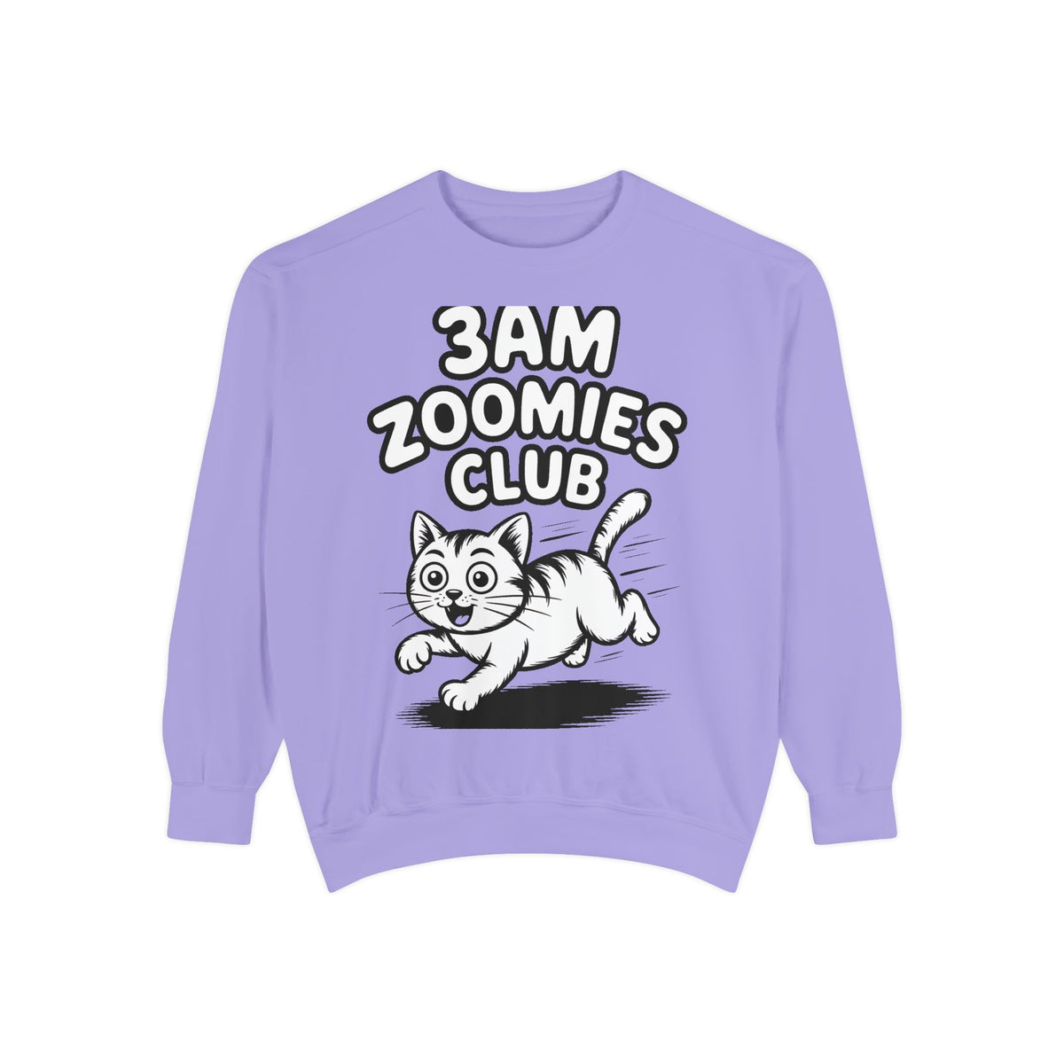 3AM Zoomies Club Sweatshirt, Funny Cat Crewneck, Cute Crazy Cat Lover Gift, Embroidered Patch Style Cat Sweatshirt