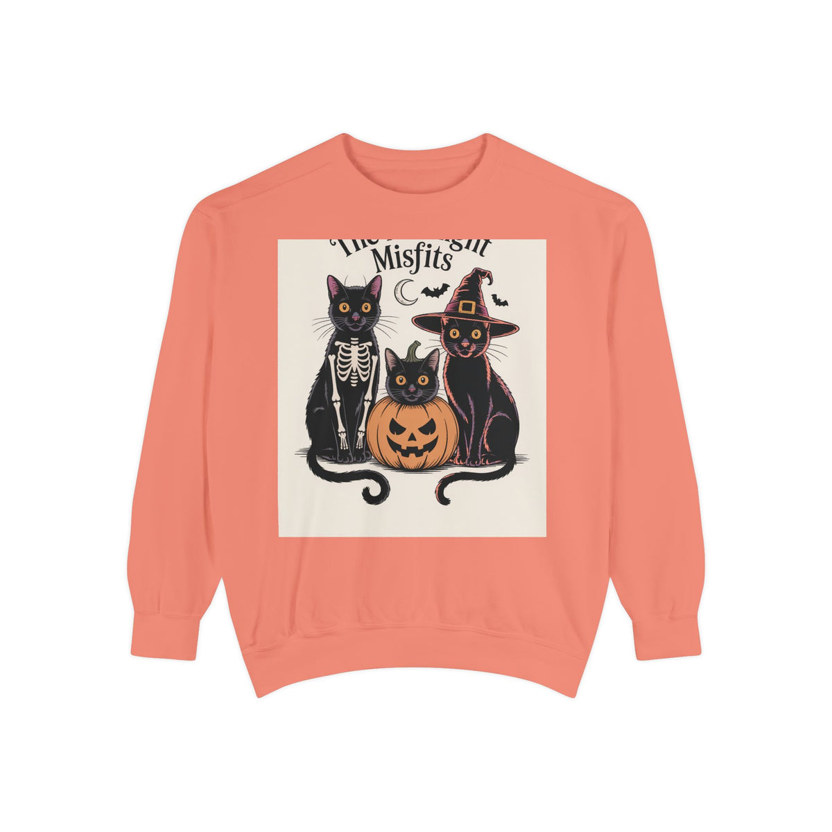Halloween Black Cat Sweatshirt, Funny Cat Halloween Crewneck, Spooky Season Tee, The Midnight Misfits Cats Costume Shirt Gift