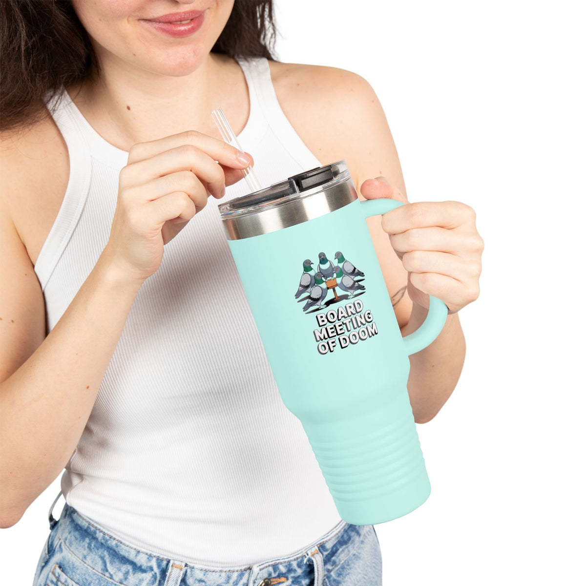 Funny Pigeon Travel Mug, Board Meeting Of Doom Tumbler, Office Humor Gift, 40oz Bird Lover Tumbler, Funny Coworker Gift