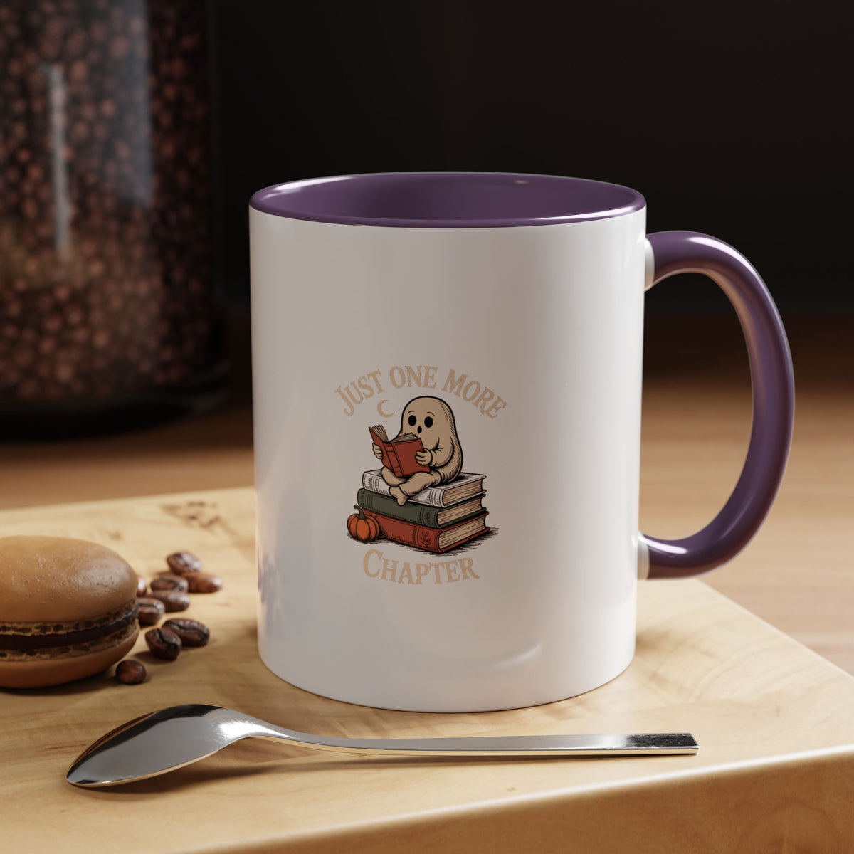 Just One More Chapter Ghost Mug, Halloween Reading Mug, Bookish Ghost Coffee Cup, Spooky Season Book Lover Gift, Cozy Fall Mug