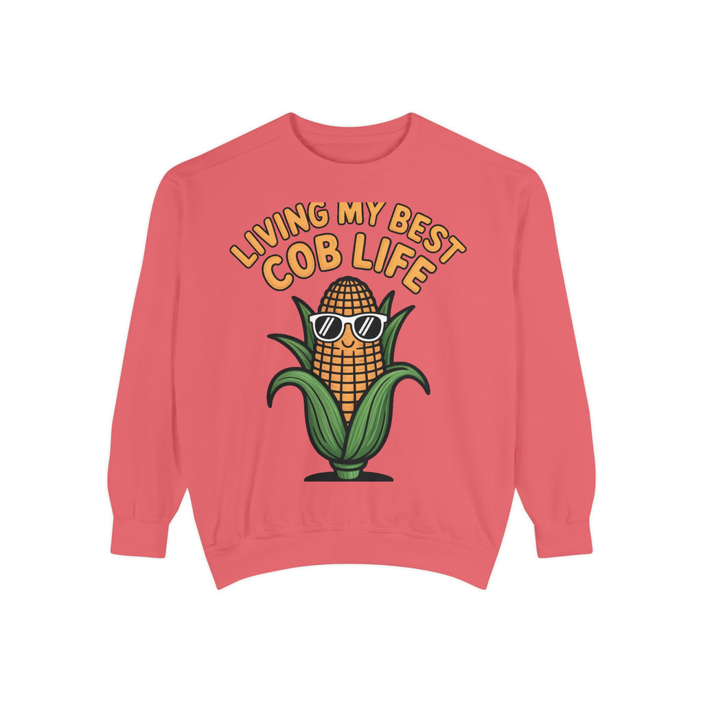 Best Cob Life Corn Sweatshirt, Funny Corn Sunglasses Crewneck, Cute Vegetable Pun Shirt, Garden Lover Gift, Embroidered Patch Style