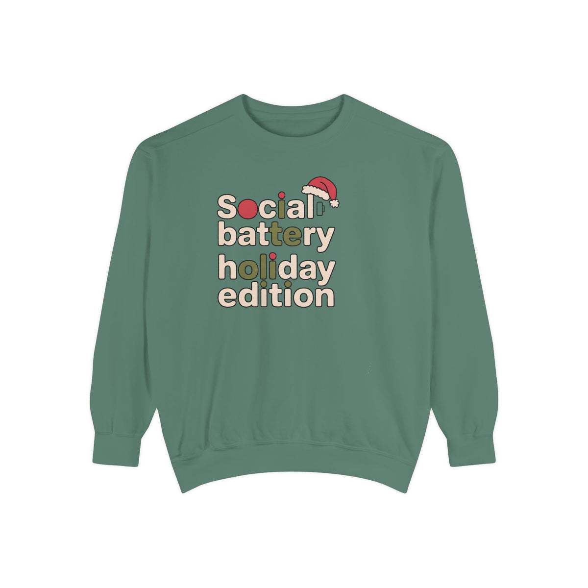 Social Battery Low Sweatshirt, Funny Christmas Gift For Introverts, Socially Tired Holiday Edition Crewneck, Anti Social Xmas Sweater