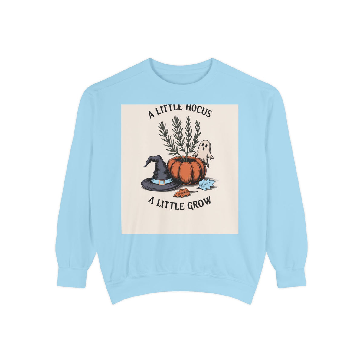 A Little Hocus A Little Grow Sweatshirt, Halloween Pumpkin Planter Crewneck, Witchy Botanical Sweatshirt, Cozy Fall Halloween Shirt