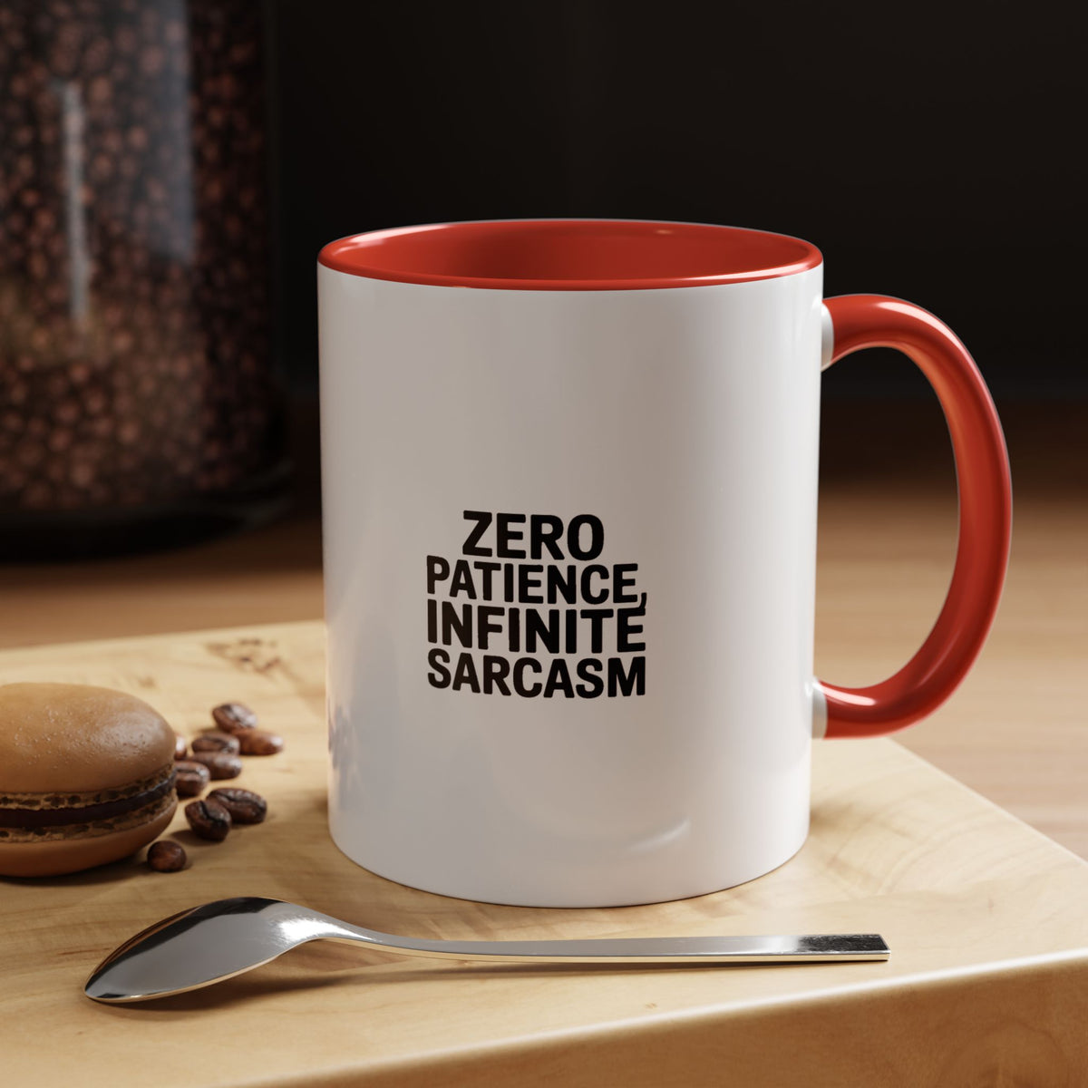 Zero Patience Infinite Sarcasm Mug, Funny Sarcastic Coffee Mug, Bold Typography Gift, Sarcasm Quote Cup for Coworker or Friend