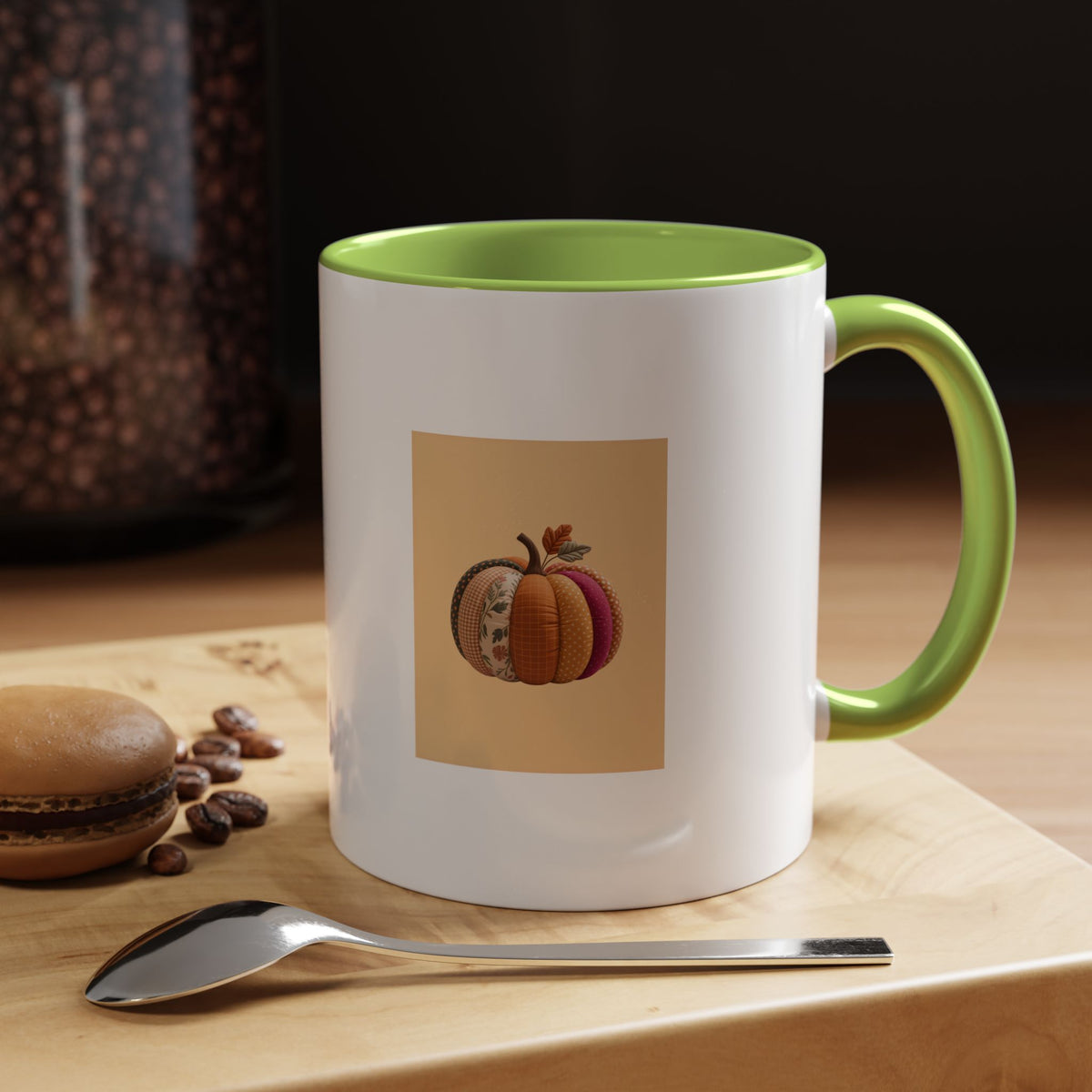 Patchwork Pumpkin Mug, Fall Halloween Coffee Cup, Quilted Pumpkin Ceramic Mug, Cottagecore Autumn Gift, Cozy Halloween Season Mug