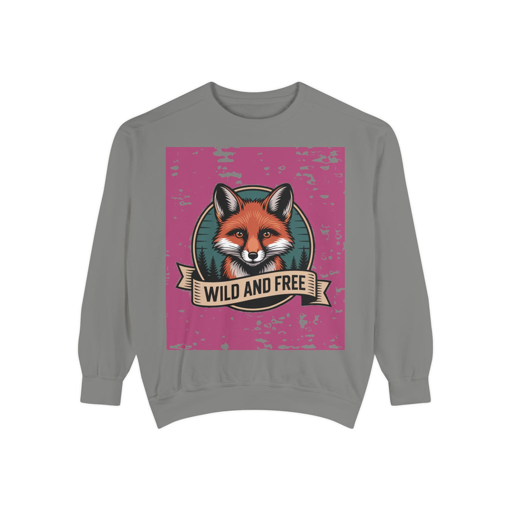 Retro Fox Badge Sweatshirt, Vintage Wildlife Crewneck, Wild and Free Outdoor Sweatshirt, Fox Lover Gift