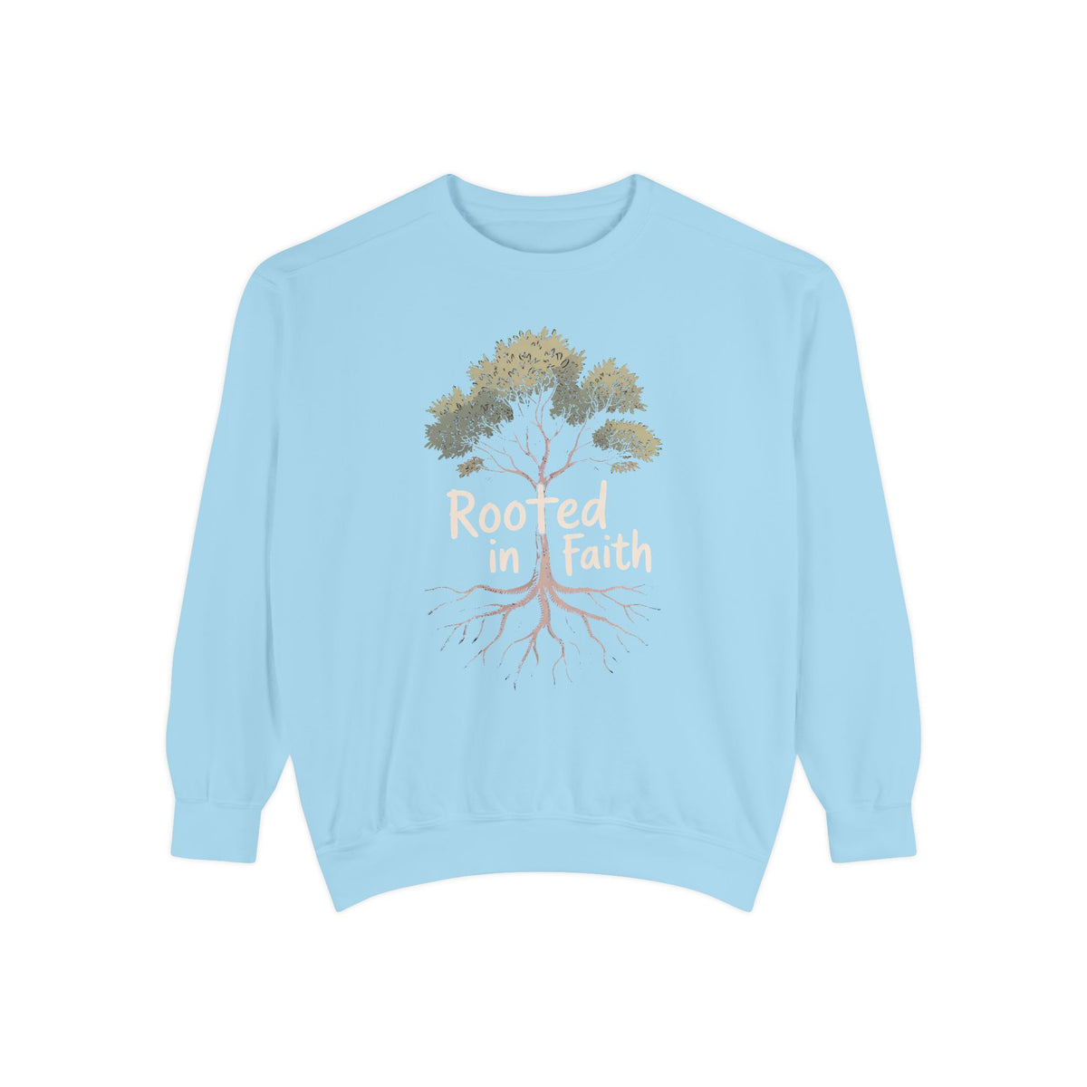 Rooted In Faith Sweatshirt, Christian Minimalist Crewneck, Faith Based Gift, Botanical Cross Tree Sweatshirt, Religious Positive Message Tee