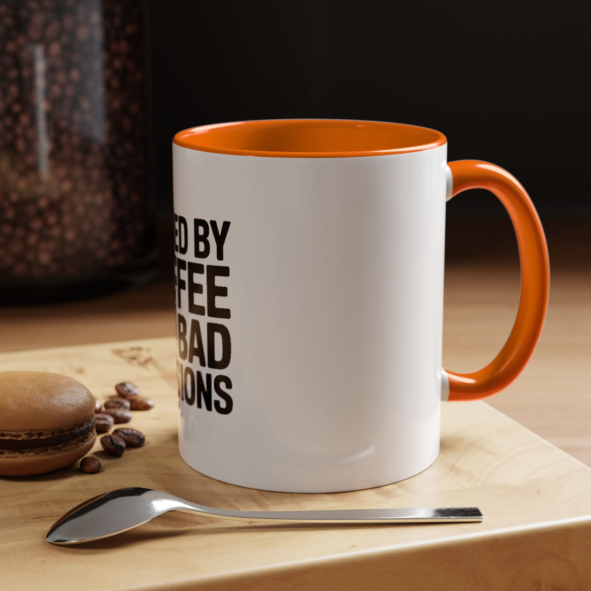 Fueled By Coffee And Bad Decisions Mug, Funny Sarcastic Coffee Cup, Bold Typography Mug, Coworker Gift, Sarcastic Coffee Lover Gift