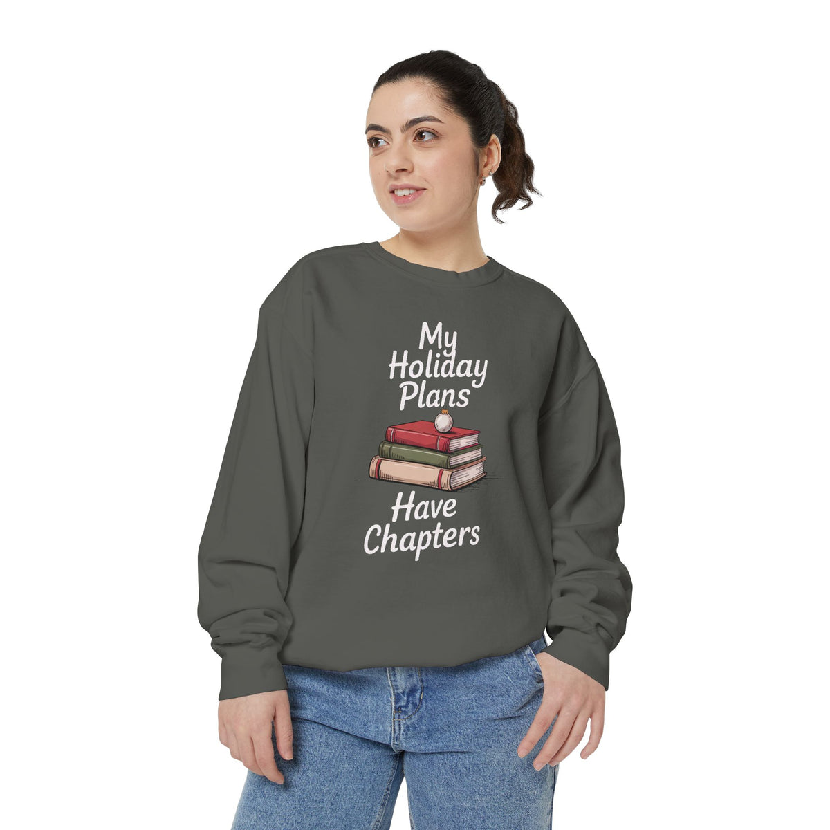 Bookish Christmas Sweatshirt, My Holiday Plans Have Chapters, Funny Book Lover Gift, Reader Christmas Crewneck, Bookworm Holiday Shirt, Boo…