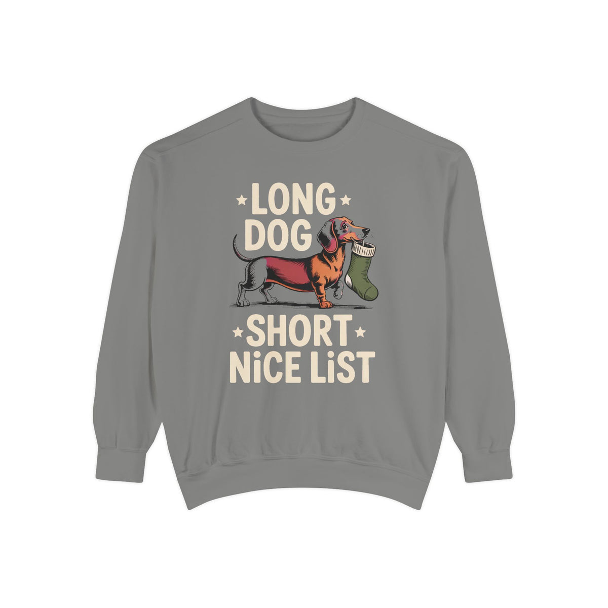 Dachshund Lover Sweatshirt, Funny Christmas Gift For Dog Mom, Long Dog Short Nice List Crewneck, Dachshund Christmas Sweatshirt, Weiner Dog…