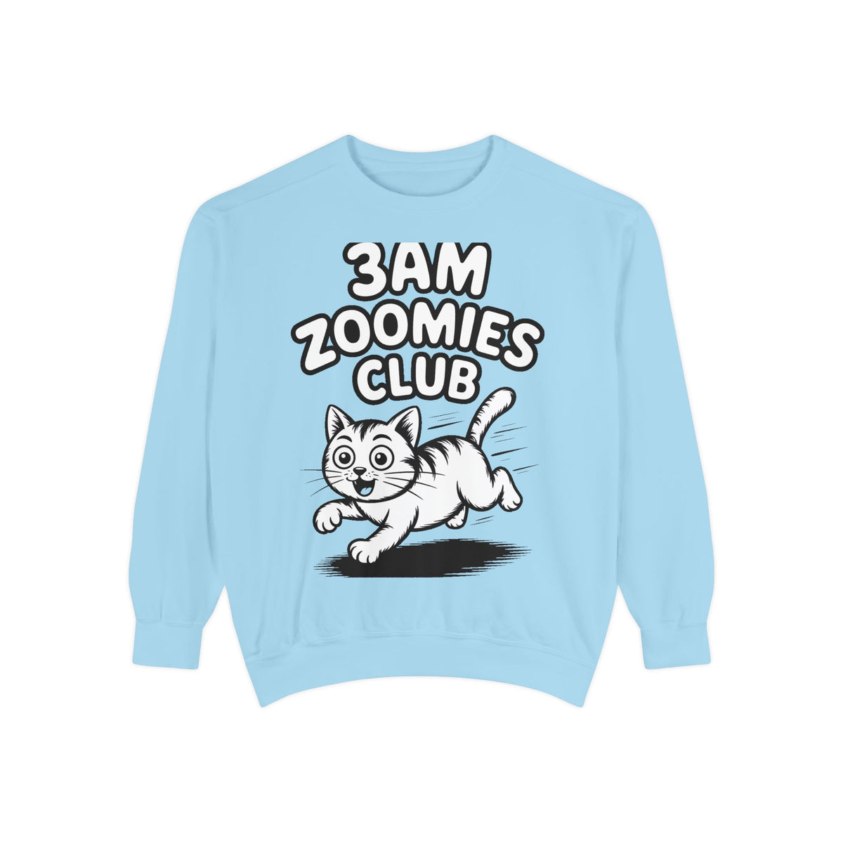 3AM Zoomies Club Sweatshirt, Funny Cat Crewneck, Cute Crazy Cat Lover Gift, Embroidered Patch Style Cat Sweatshirt