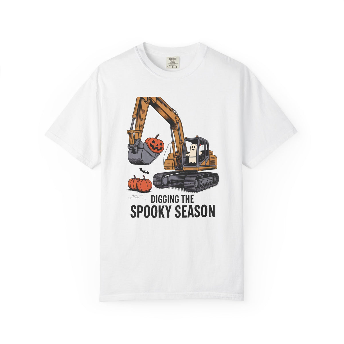 Digging The Spooky Season Excavator Shirt, Funny Halloween Construction Tee, Ghost Pumpkin Halloween T-Shirt, Excavator Lover Gift