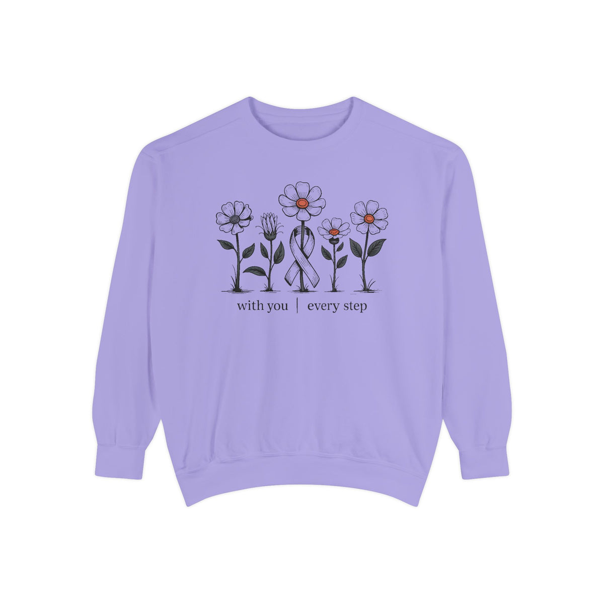 Breast Cancer Support Sweatshirt, With You Every Step Crewneck, Awareness Gift For Her, Breast Cancer Survivor Gift, Pink Ribbon Sweatshirt…
