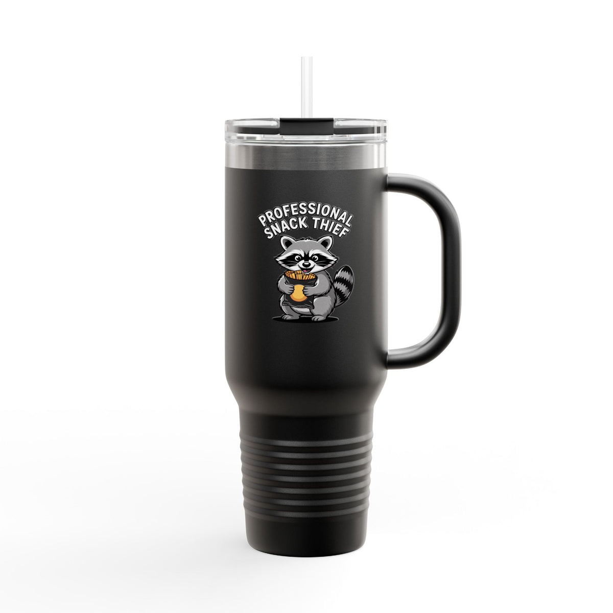 Professional Snack Thief Raccoon Travel Mug, Funny Raccoon Tumbler 40oz, Cute Chip Thief Gift, Snack Lover Insulated Cup With Straw