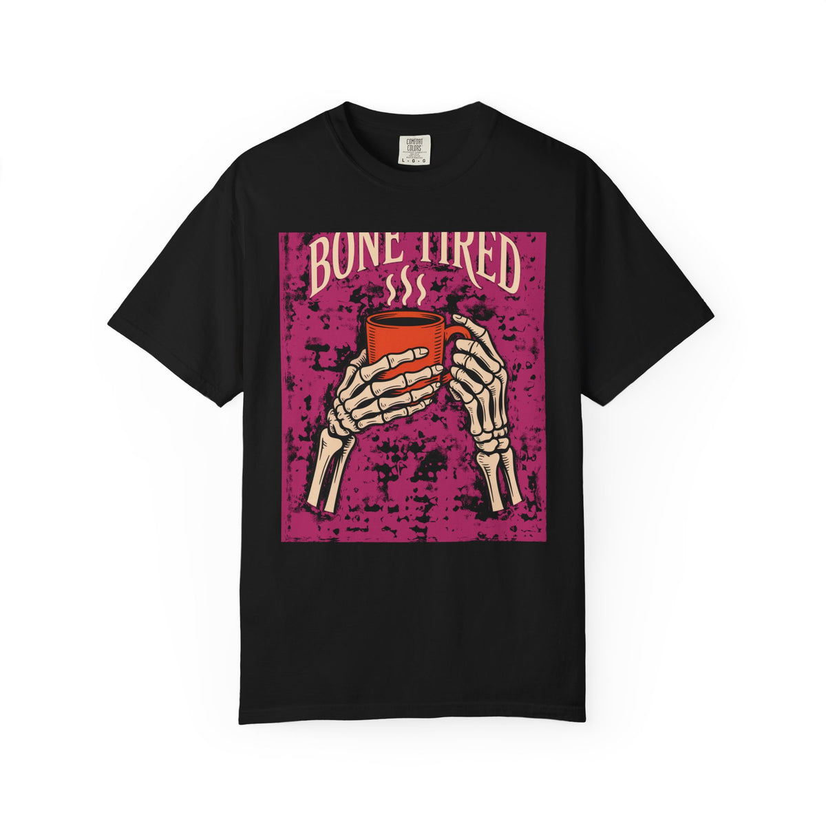 Bone Tired Halloween Shirt, Skeleton Hands Coffee T-Shirt, Vintage Halloween Coffee Lover Tee, Spooky Season Graphic Shirt