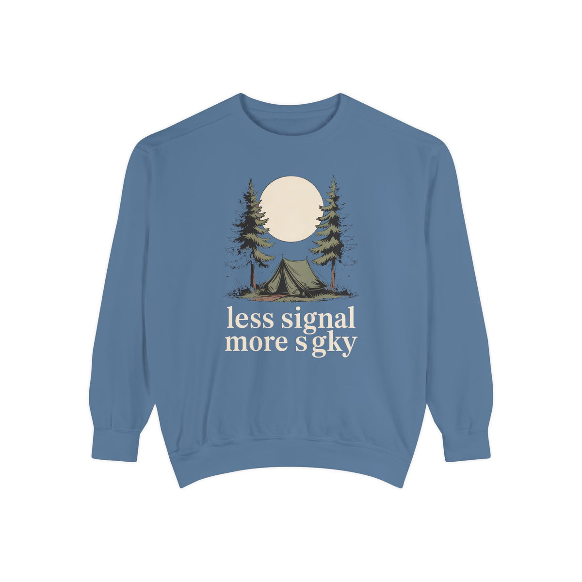 Camper Sweatshirt, Less Signal More Sky, Camping Gift For Campers, Outdoor Hobby Crewneck, Nature Lover Gift, Vintage Camp Sweatshirt