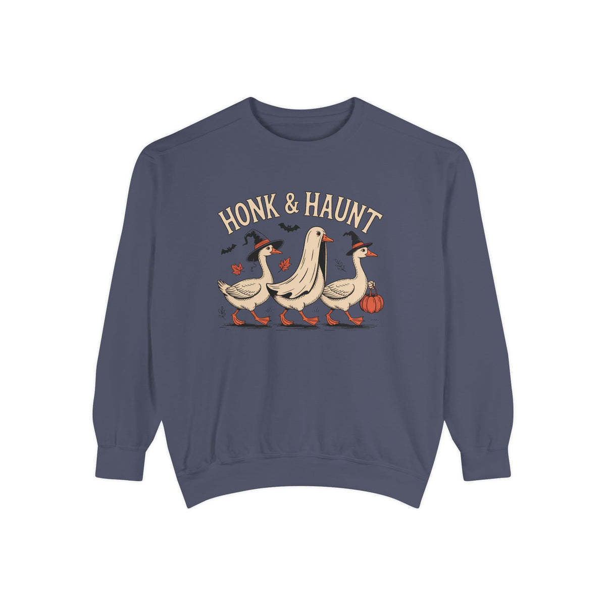 Honk & Haunt Geese Sweatshirt, Funny Halloween Goose Crewneck, Vintage Spooky Season Sweatshirt, Bird Lover Halloween Gift