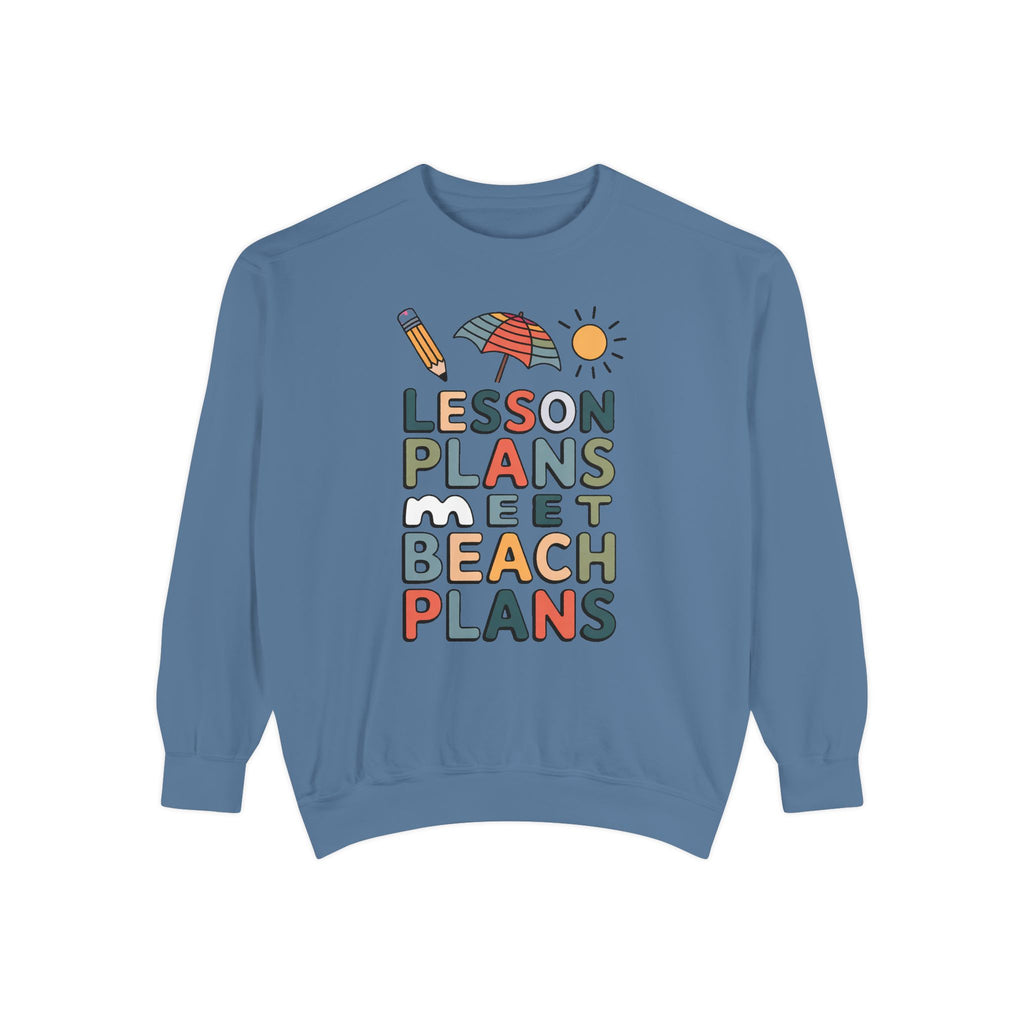 Teacher Sweatshirt, Lesson Plans Meet Beach Plans, End of School Year Gift For Teacher, Summer Break Crewneck, Last Day of School Gift, Tea…