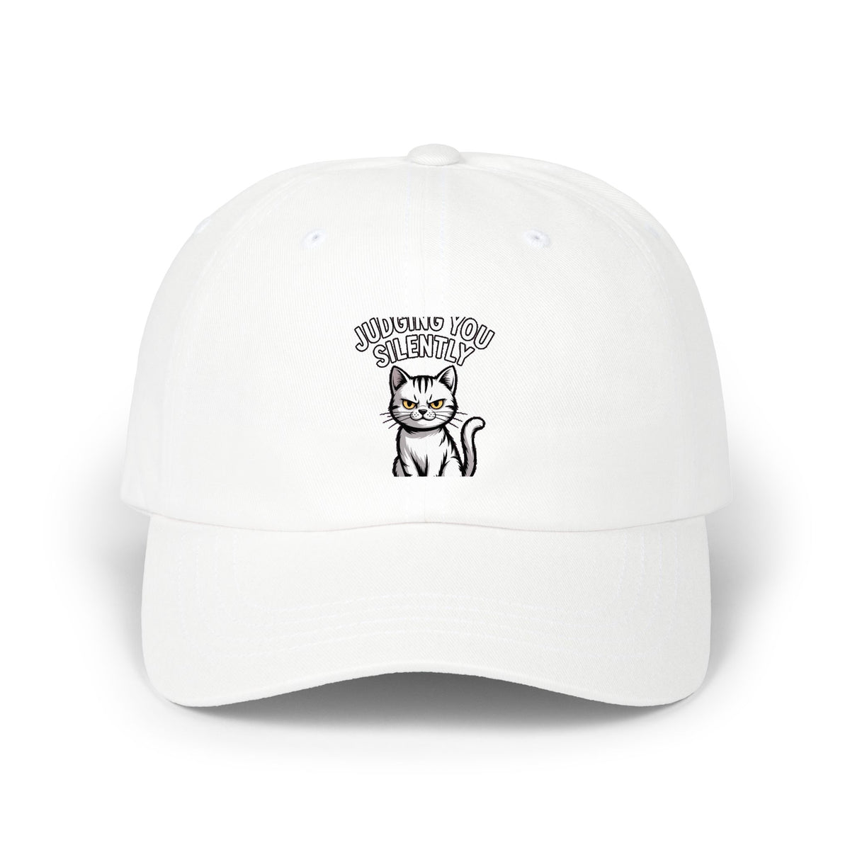 Judging You Silently Cat Dad Hat, Funny Cat Lover Cap, Sarcastic Cat Face Embroidered Hat, Cute Unimpressed Cat Baseball Cap Gift