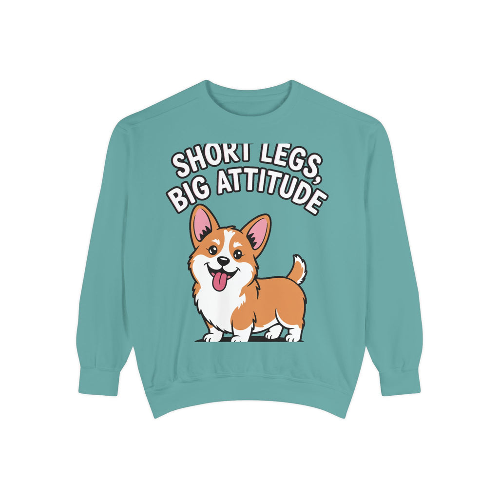 Short Legs Big Attitude Corgi Sweatshirt, Funny Corgi Crewneck, Cute Dog Lover Gift, Embroidered Patch Style Corgi Sweater