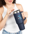 Cute Dolphin Travel Mug, Jumping Dolphin 40oz Tumbler with Handle, Ocean Lover Gift, Beach Vacation Cup for Her
