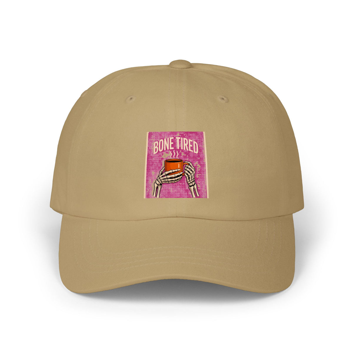 Bone Tired Coffee Dad Hat, Skeleton Hands Coffee Cap, Funny Halloween Hat, Vintage Halloween Dad Cap, Spooky Season Coffee Lover Gift