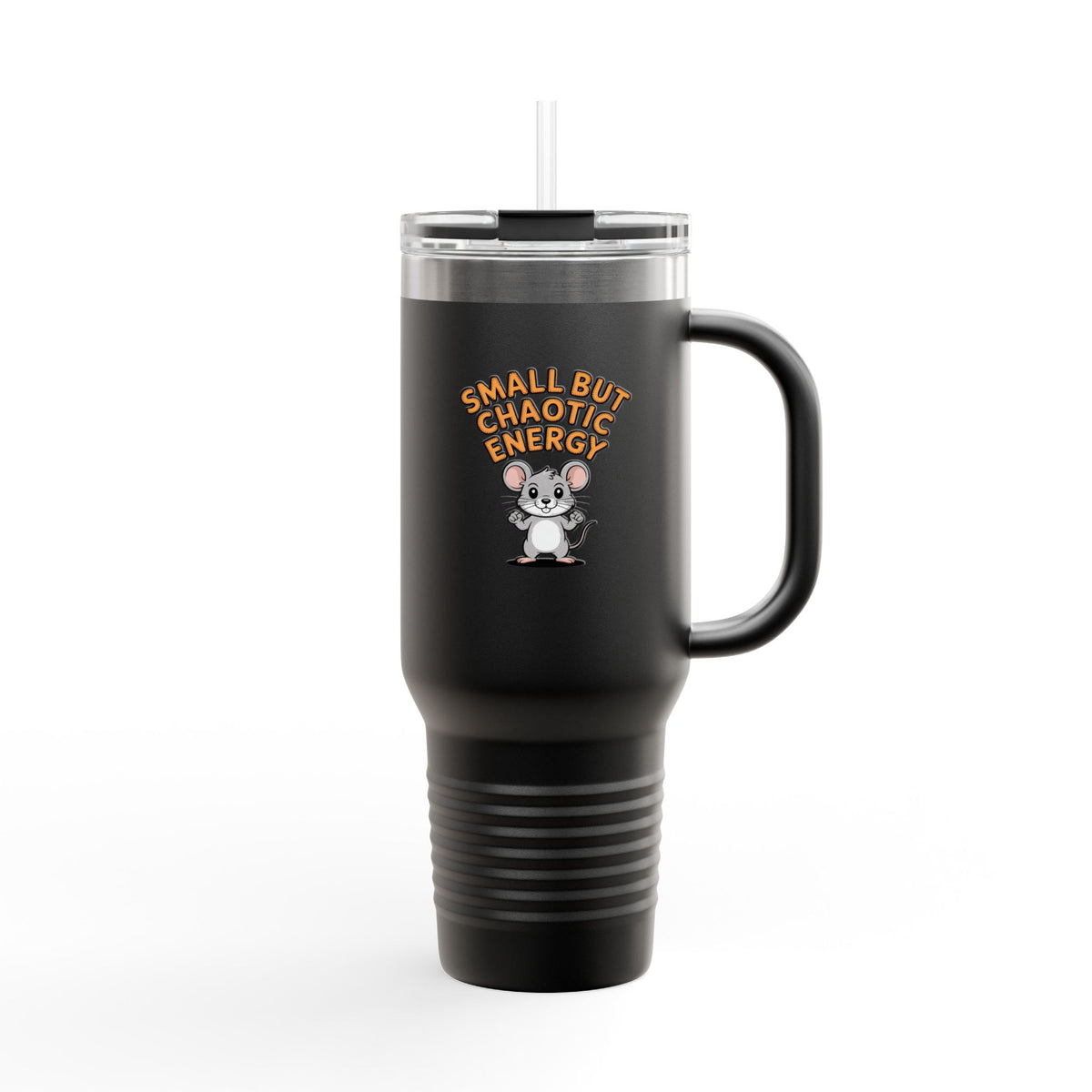 Small But Chaotic Energy Mouse Tumbler, Funny Mouse Travel Mug, Cute Cartoon Animal Gift, 40oz Insulated Tumbler with Handle