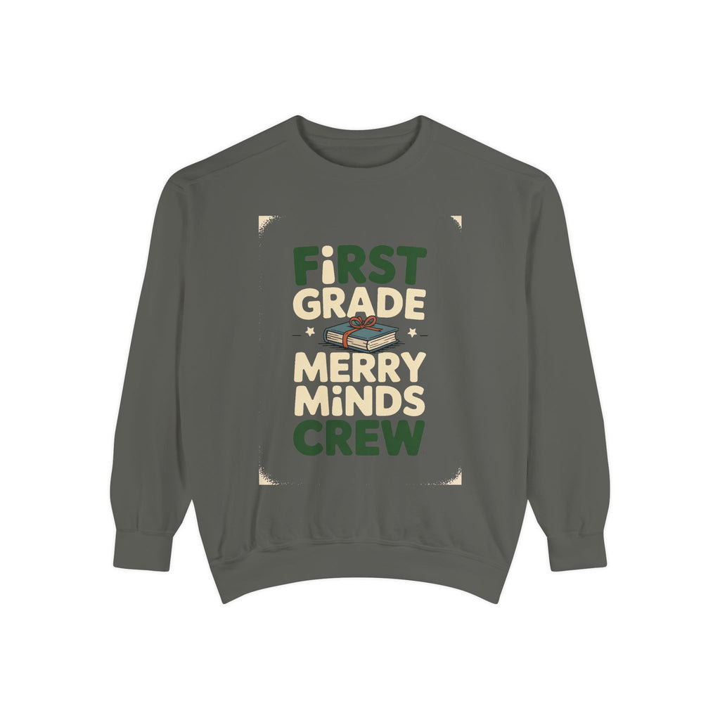 First Grade Teacher Sweatshirt, Merry Minds Crew Christmas Shirt, First Grade Crew Gift, Christmas Teacher Team Sweatshirt, 1st Grade Teach…