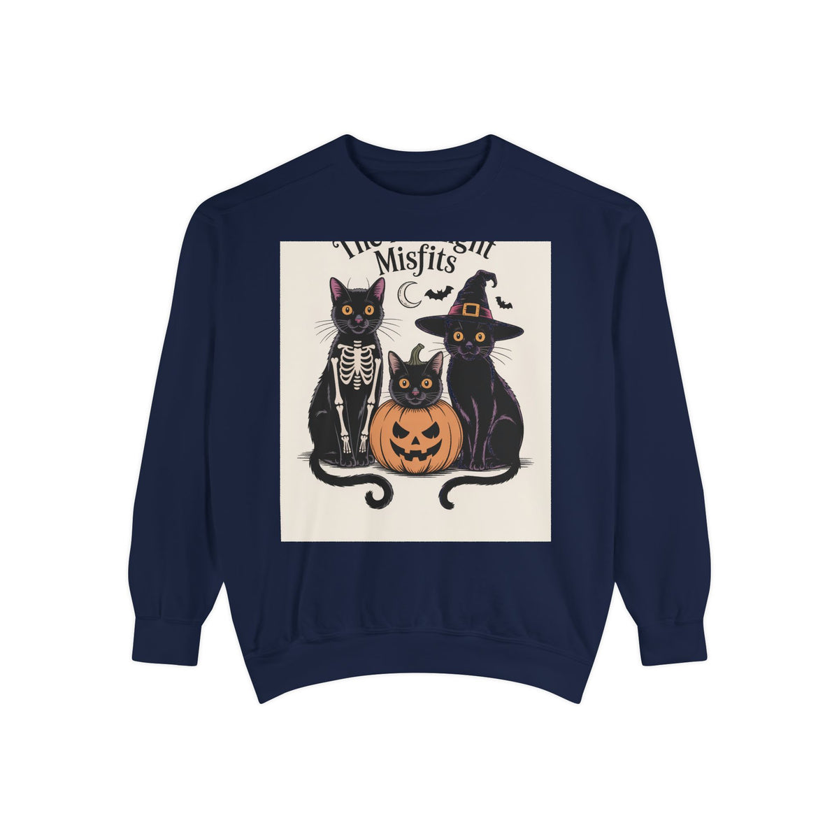 Halloween Black Cat Sweatshirt, Funny Cat Halloween Crewneck, Spooky Season Tee, The Midnight Misfits Cats Costume Shirt Gift