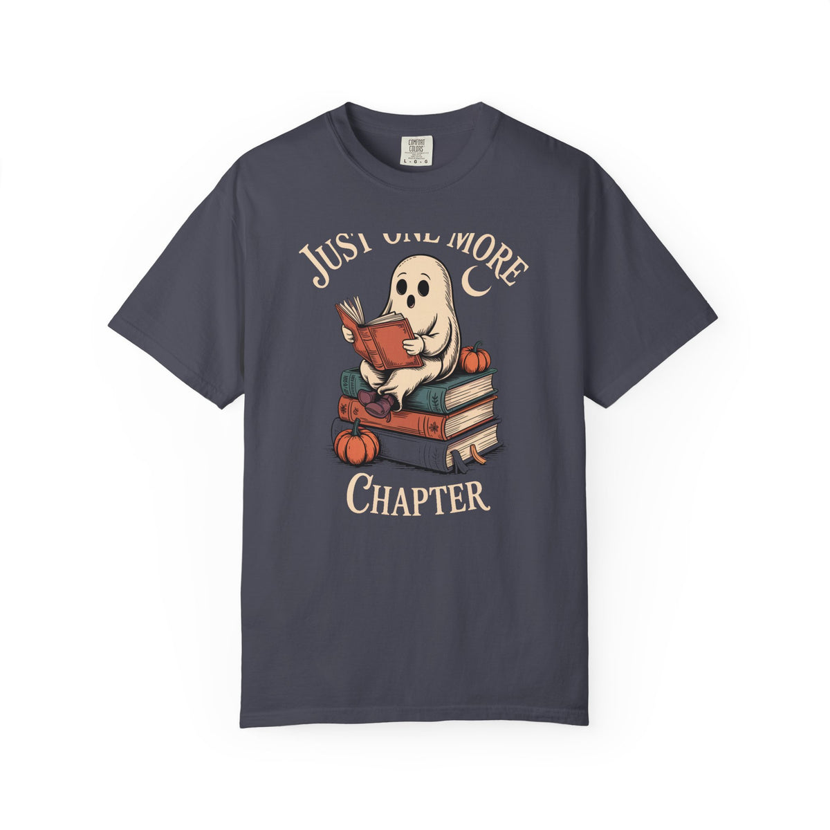 Just One More Chapter Ghost Shirt, Cozy Halloween Reading Tee, Bookish Ghost T-Shirt, Vintage Storybook Halloween Gift