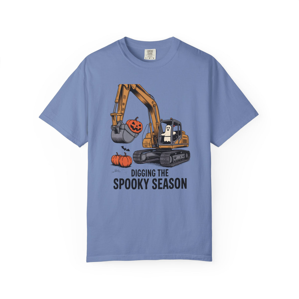 Digging The Spooky Season Excavator Shirt, Funny Halloween Construction Tee, Ghost Pumpkin Halloween T-Shirt, Excavator Lover Gift