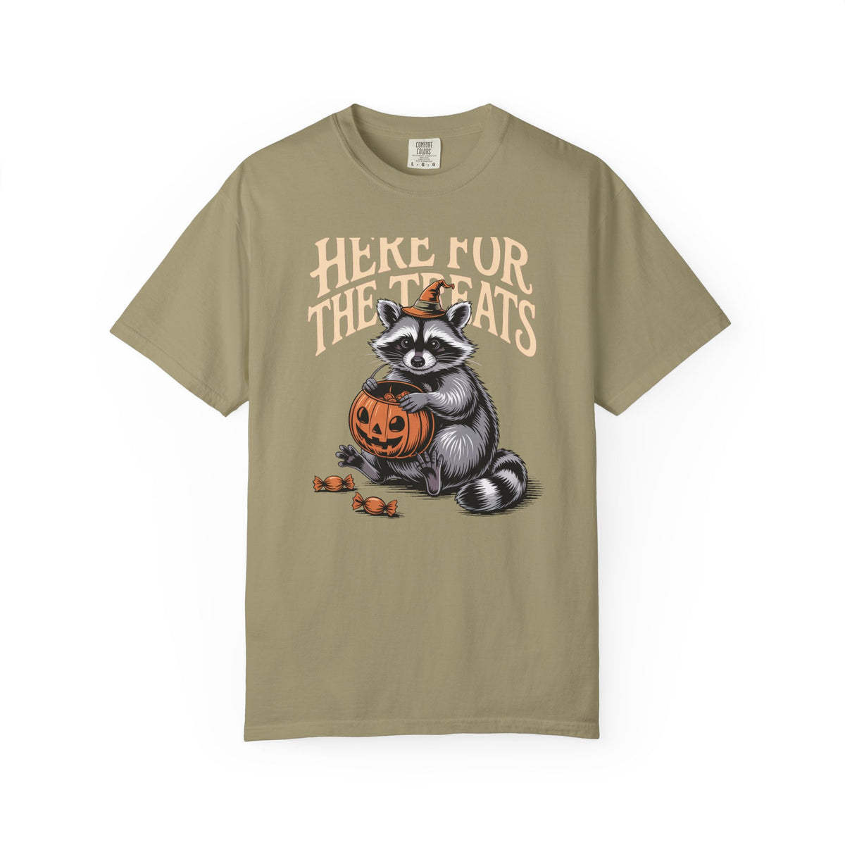 Here For The Treats Raccoon Shirt, Funny Halloween T-Shirt, Vintage Trick Or Treat Tee, Spooky Season Raccoon Gift