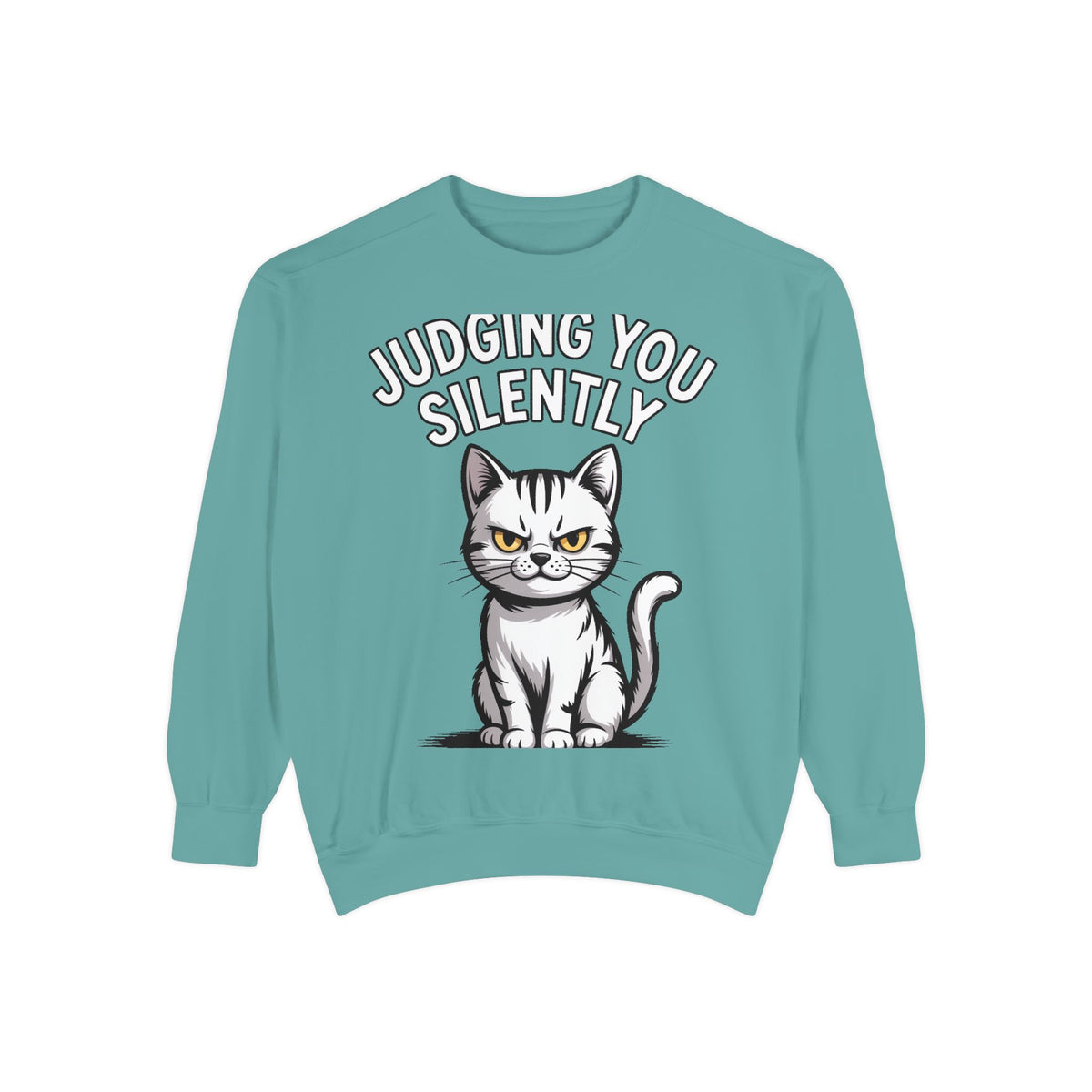 Judging You Silently Cat Sweatshirt, Funny Cat Lover Crewneck, Sarcastic Cat Embroidered Patch Style Sweatshirt, Cute Cat Gift