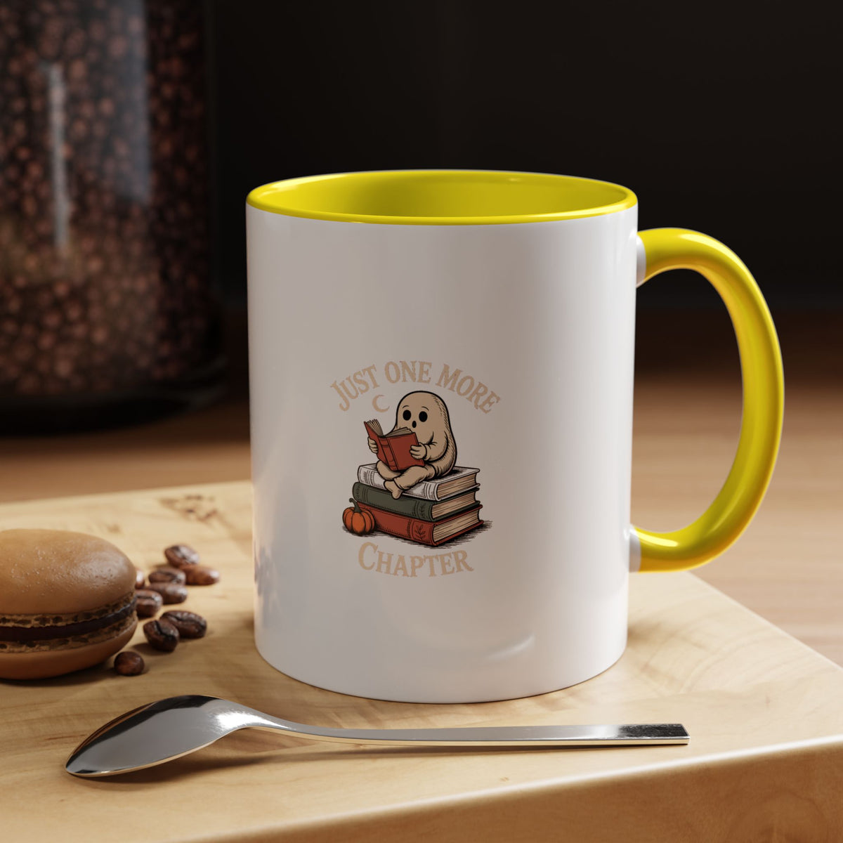 Just One More Chapter Ghost Mug, Halloween Reading Mug, Bookish Ghost Coffee Cup, Spooky Season Book Lover Gift, Cozy Fall Mug