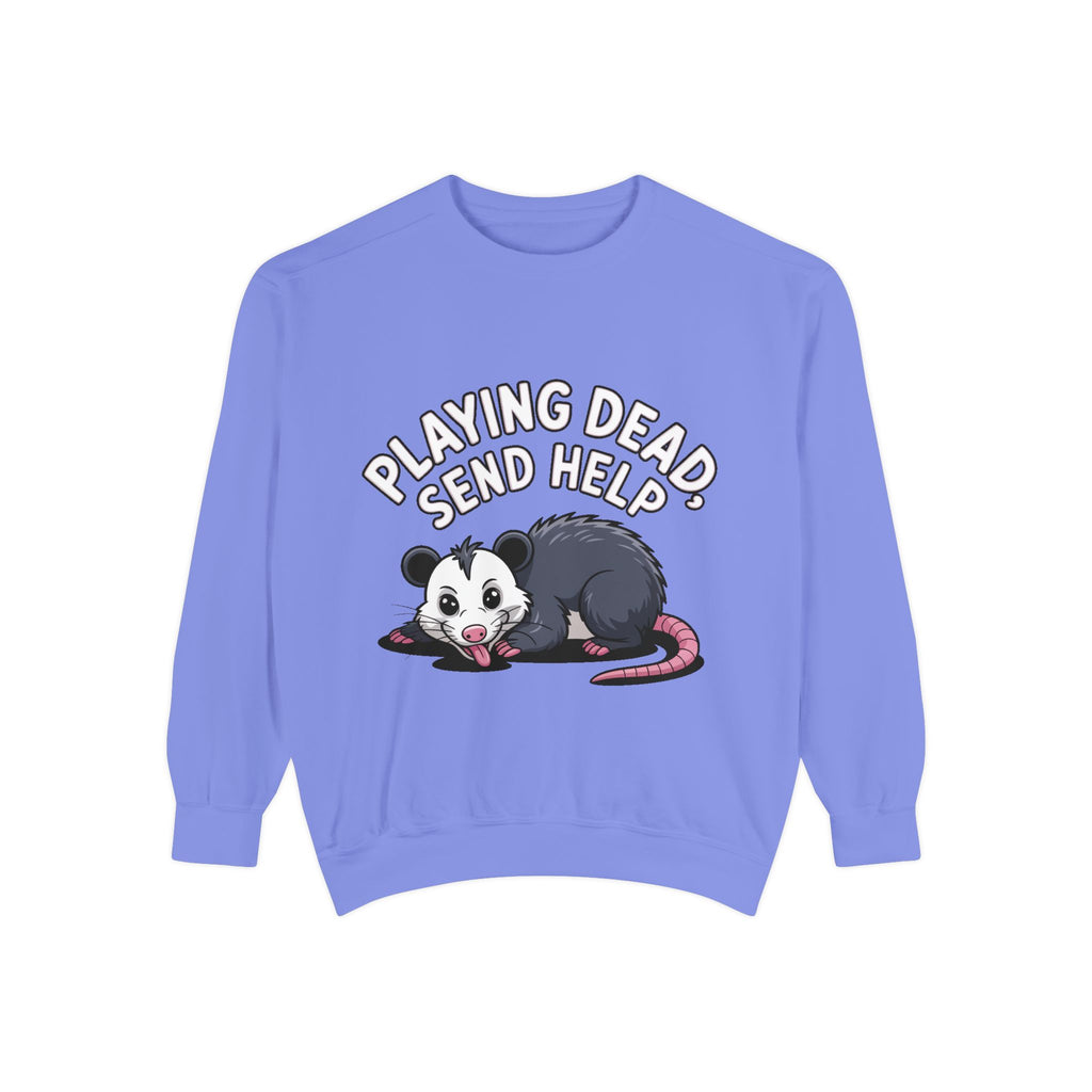 Funny Opossum Sweatshirt, Playing Dead Send Help Crewneck, Cute Possum Lover Gift, Funny Animal Sweatshirt for Introverts