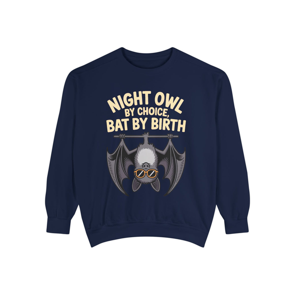 Night Owl By Choice Bat Sweatshirt, Funny Bat Lover Crewneck, Cute Halloween Sweatshirt, Embroidered Patch Style Bat Shirt Gift
