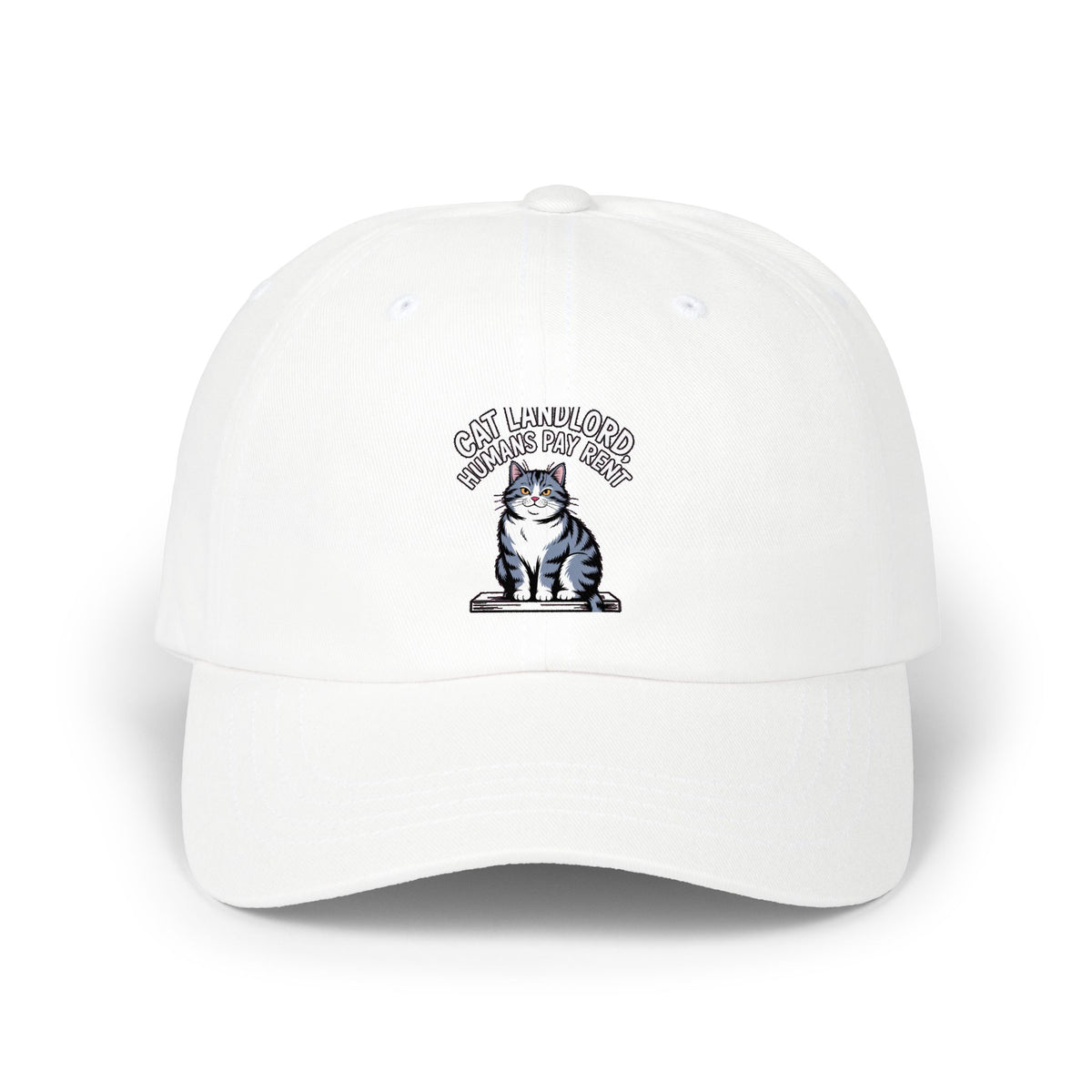 Cat Landlord Dad Cap, Funny Cat Hat, Humans Pay Rent Embroidered Cap, Cute Cat Lover Gift, Smug Cat Baseball Hat, Crazy Cat Person