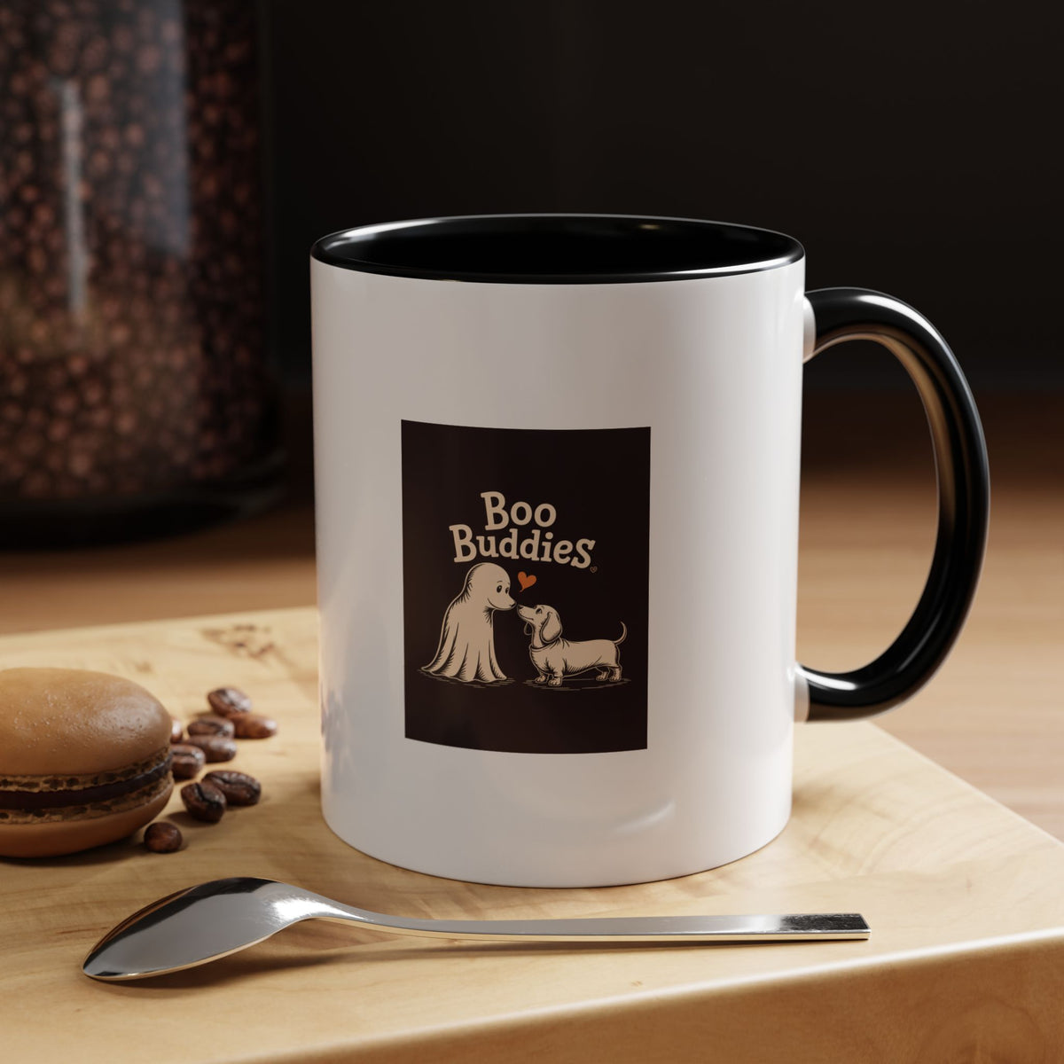 Boo Buddies Dog And Ghost Mug, Halloween Dachshund Ghost Coffee Mug, Cute Spooky Season Gift, Funny Dog Lover Halloween Mug