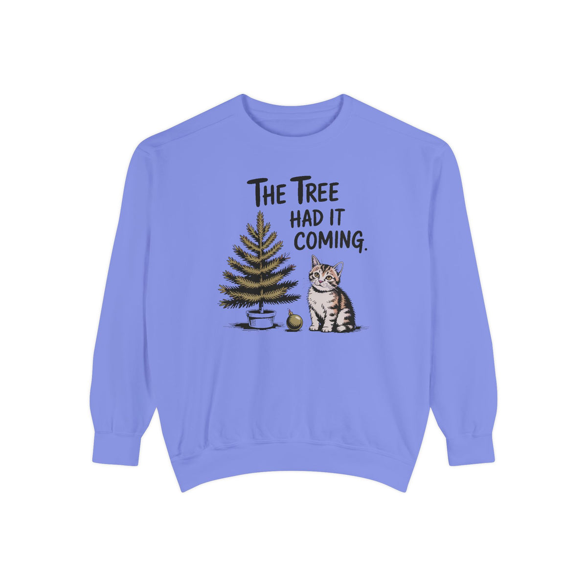 Cat Lover Sweatshirt, Funny Christmas Cat Gift, The Tree Had It Coming Crewneck, Cat Mom Christmas Sweater, Funny Holiday Gift For Cat Love…