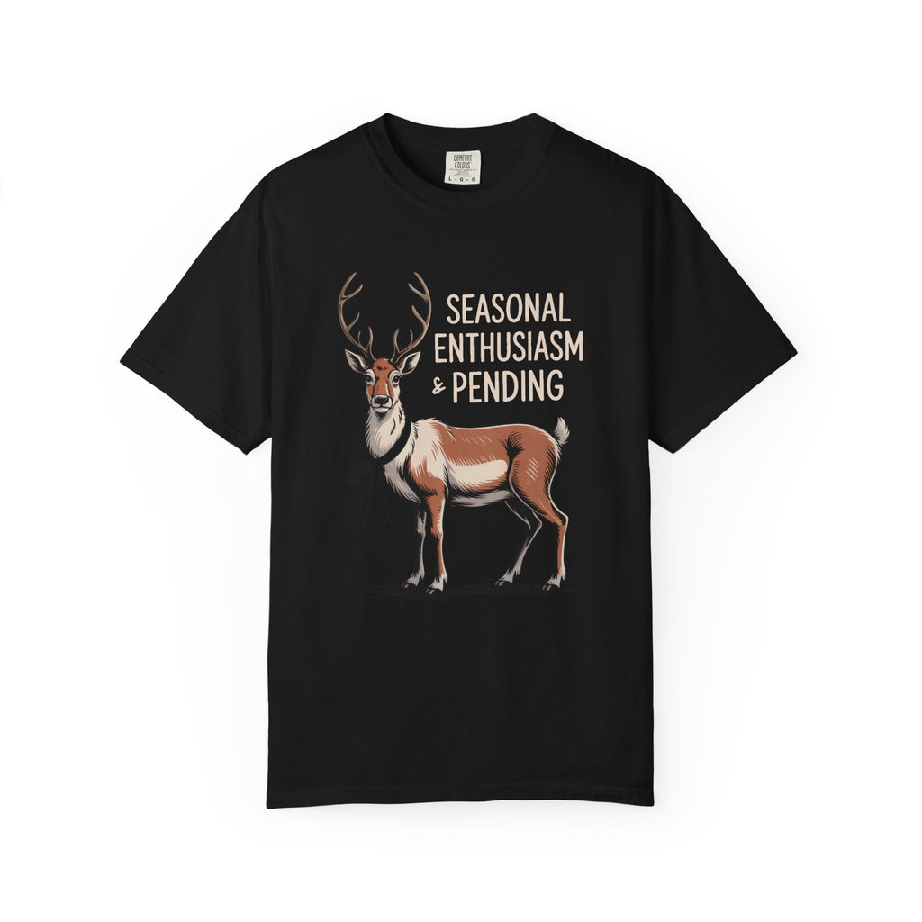 Funny Christmas Shirt for Adults, Seasonal Enthusiasm Pending Reindeer Tee, Deadpan Reindeer Christmas Gift, Sarcastic Holiday T-Shirt