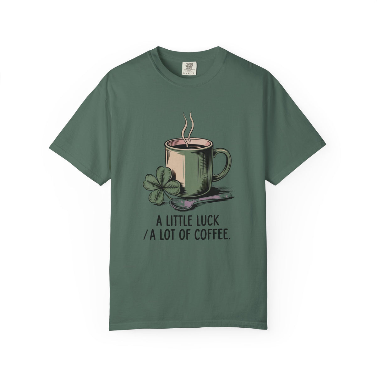 Coffee Lover St Patrick's Day Shirt, A Little Luck A Lot Of Coffee Tee, Funny St Paddy's Day Gift, Shamrock Mug Tee, Lucky Coffee Lover Shi…