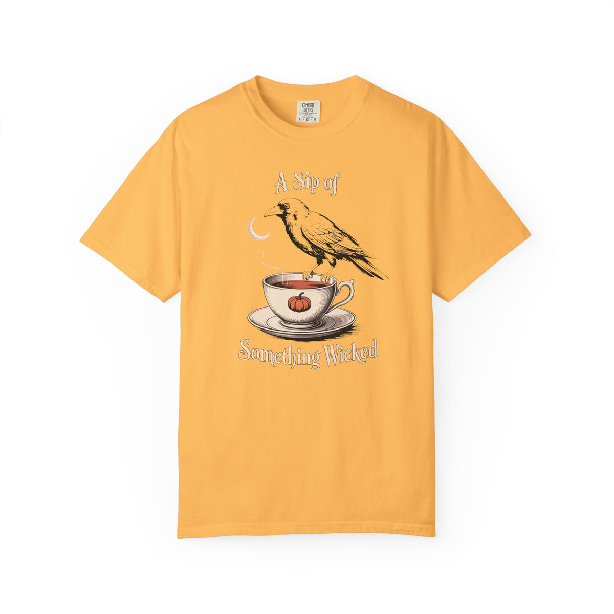 A Sip Of Something Wicked Crow Shirt, Vintage Halloween Tea Tee, Gothic Crow Pumpkin T-Shirt, Witchy Autumn Gift